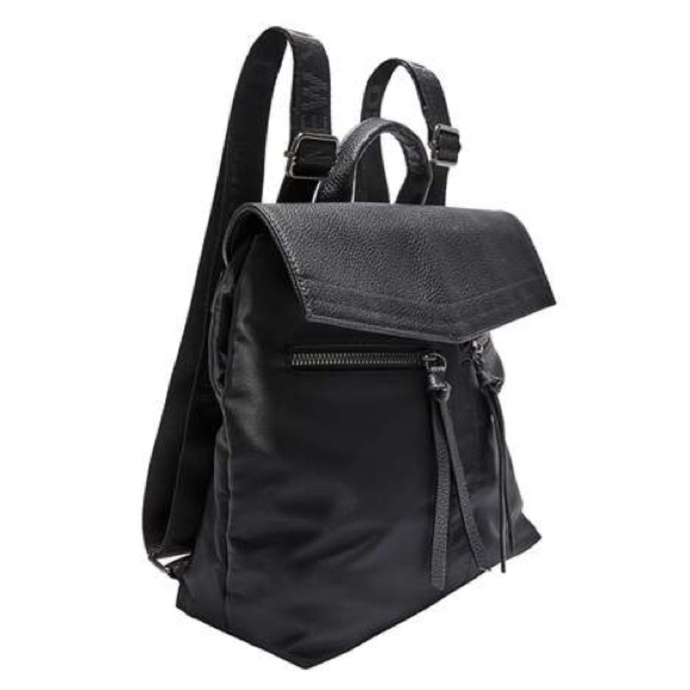 NWT Botkier New York Small Trigger Black Pebbled Backpack Bag with Logo Straps